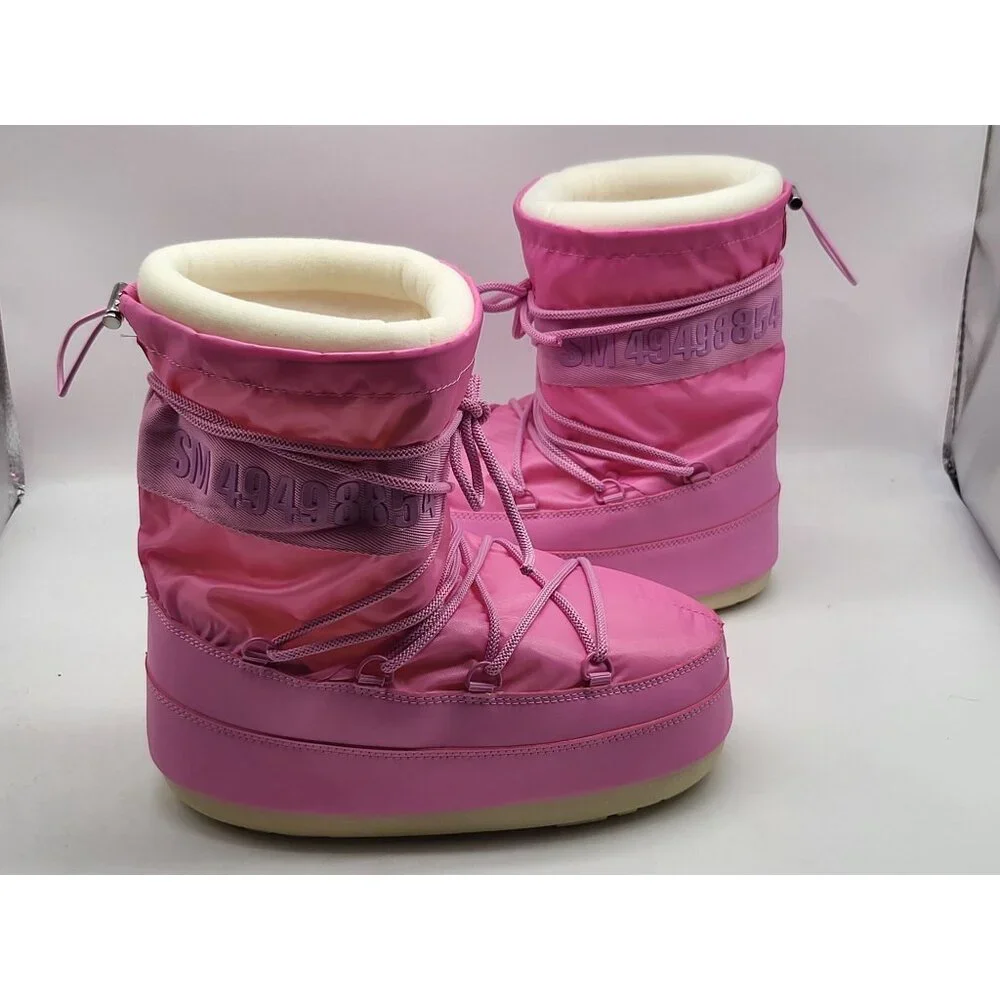 Steve Madden Mav Faux‎ Fur Lined Platform Booties Pink Womens Cold Weather NWOB